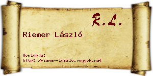 Riemer László névjegykártya
