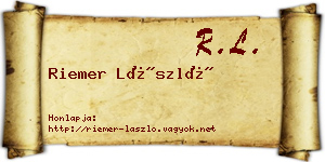 Riemer László névjegykártya